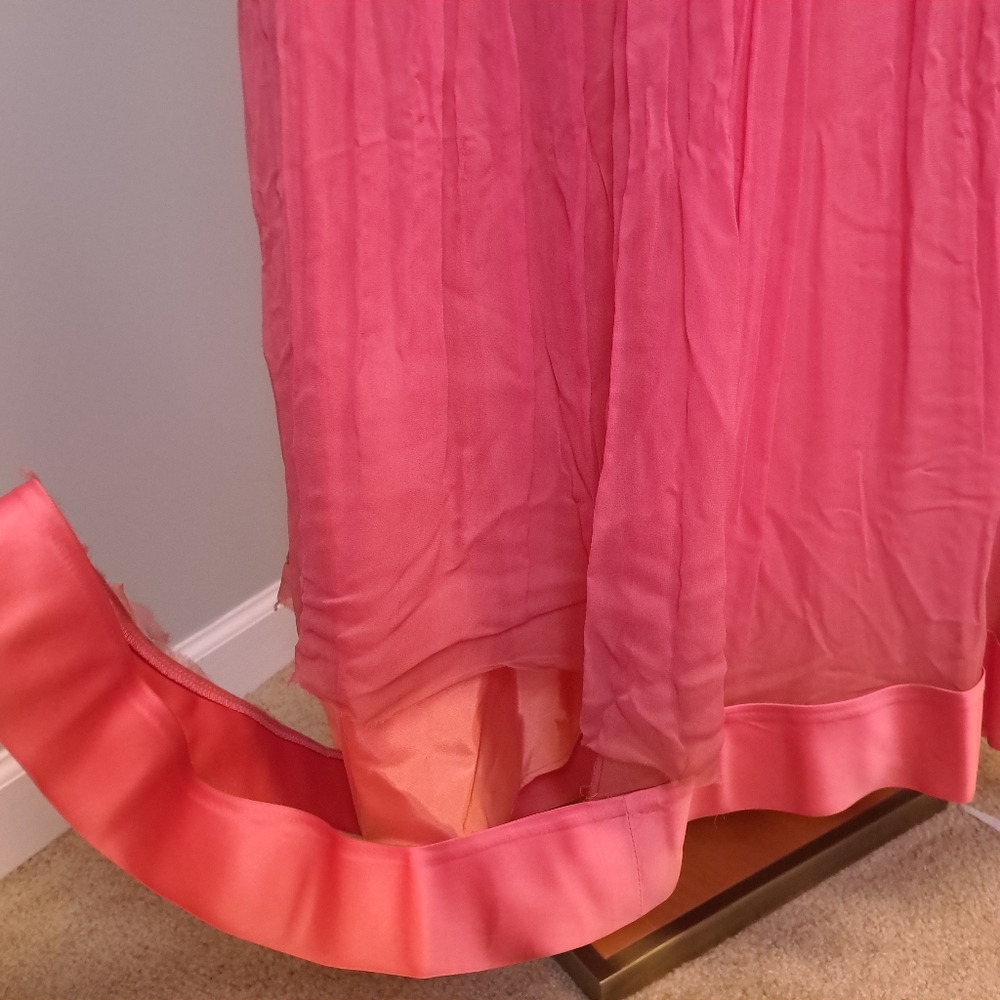 Vintage Pink 60's Silk Chiffon Sequin Gown Party Dress - Picture 11 of 13